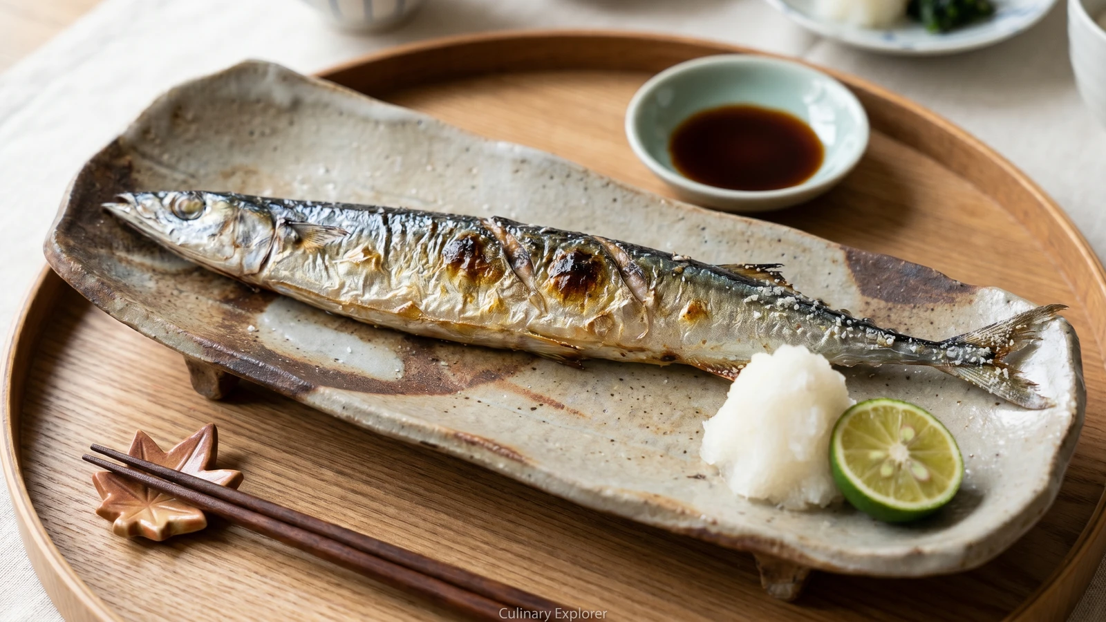Salt-Grilled Sanma (秋刀魚の塩焼き, Sanma no Shioyaki)