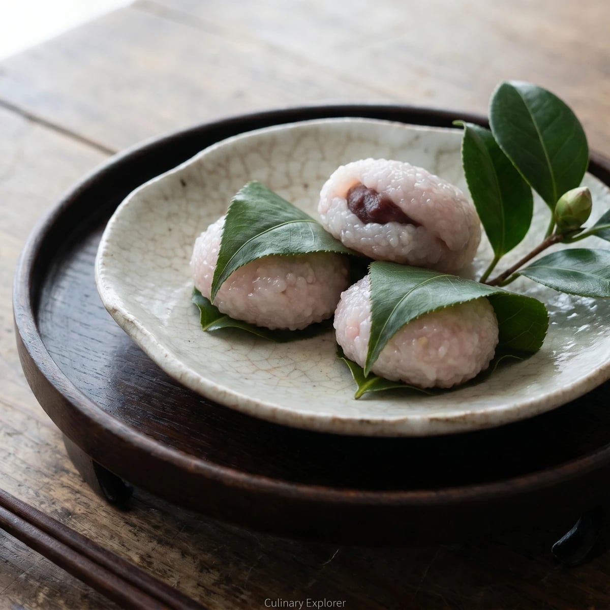 Camellia Leaf Mochi (椿餅, Tsubaki Mochi)