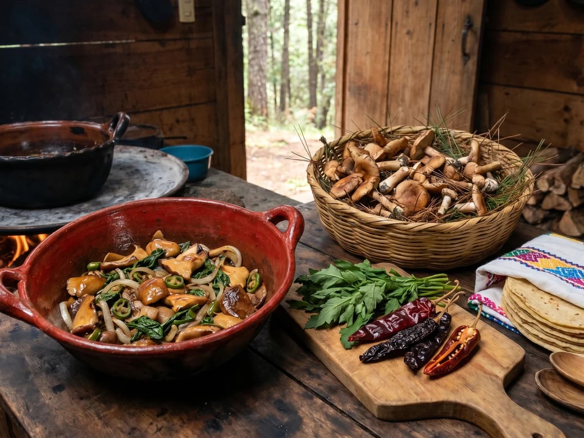 Hongo de Ocote con Epazote (Iarini Terekua) - Chef Lupita