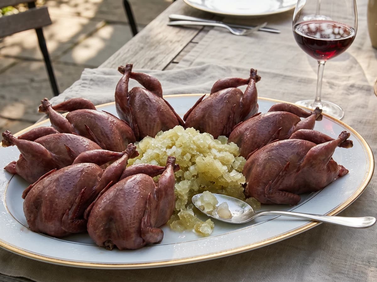 Cailles glacées au Romanée - Chef Juliette