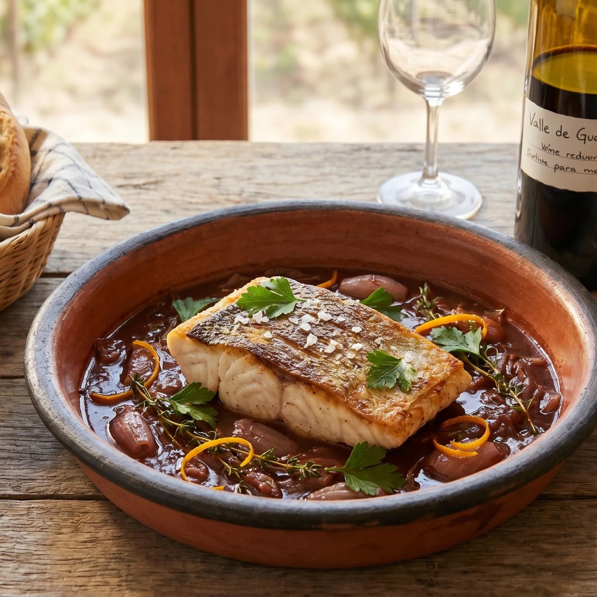 Filete de Pescado al Vino Tinto del Valle de Guadalupe