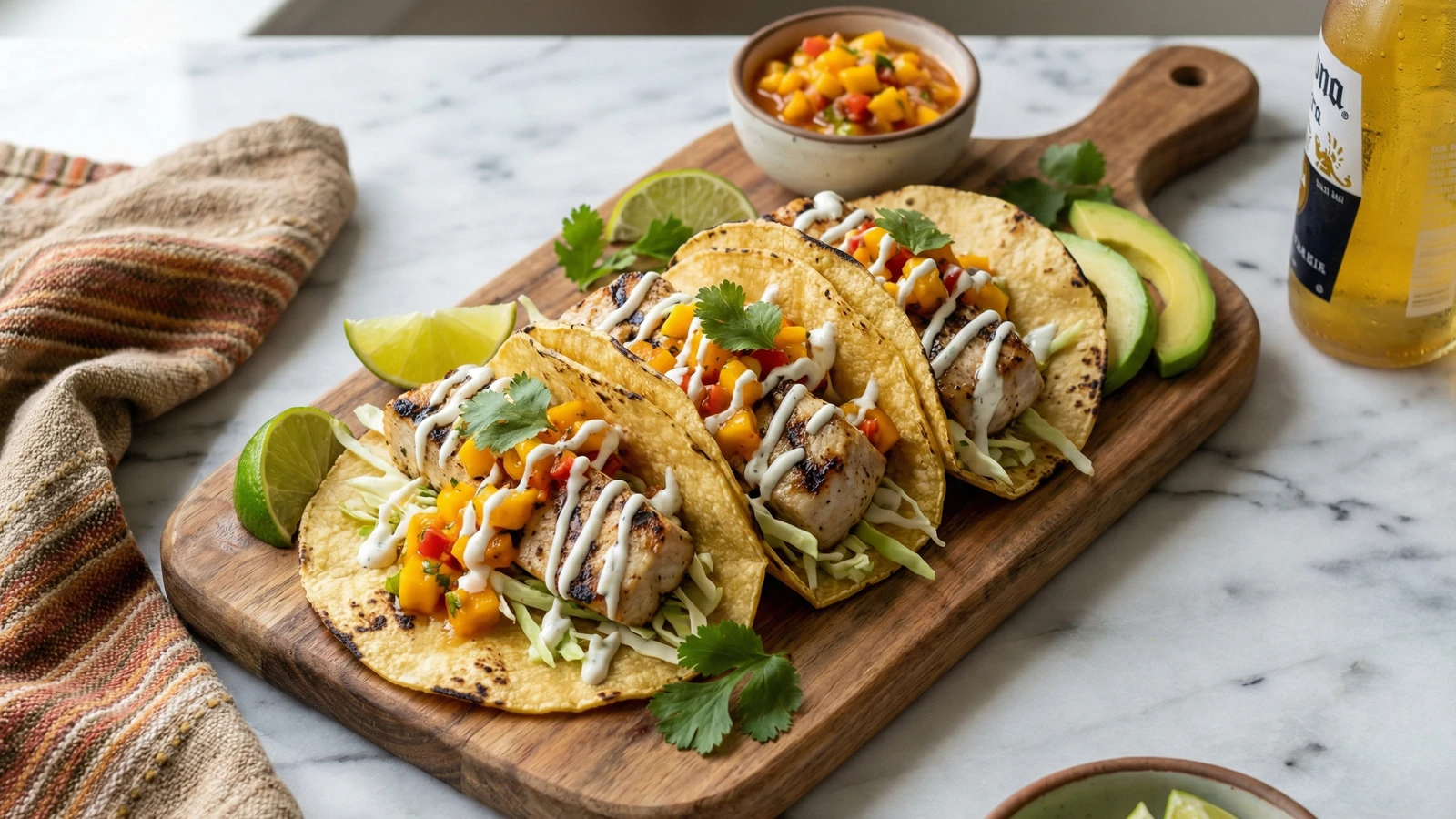 Grilled Fish Tacos with Mango-Habanero Salsa