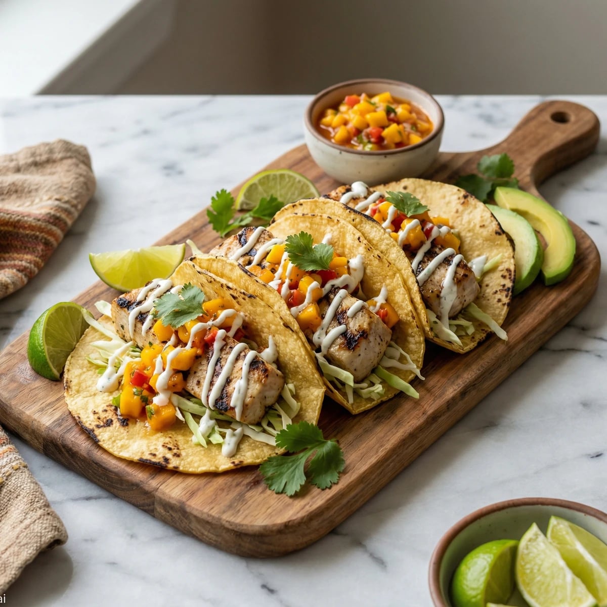 Grilled Fish Tacos with Mango-Habanero Salsa