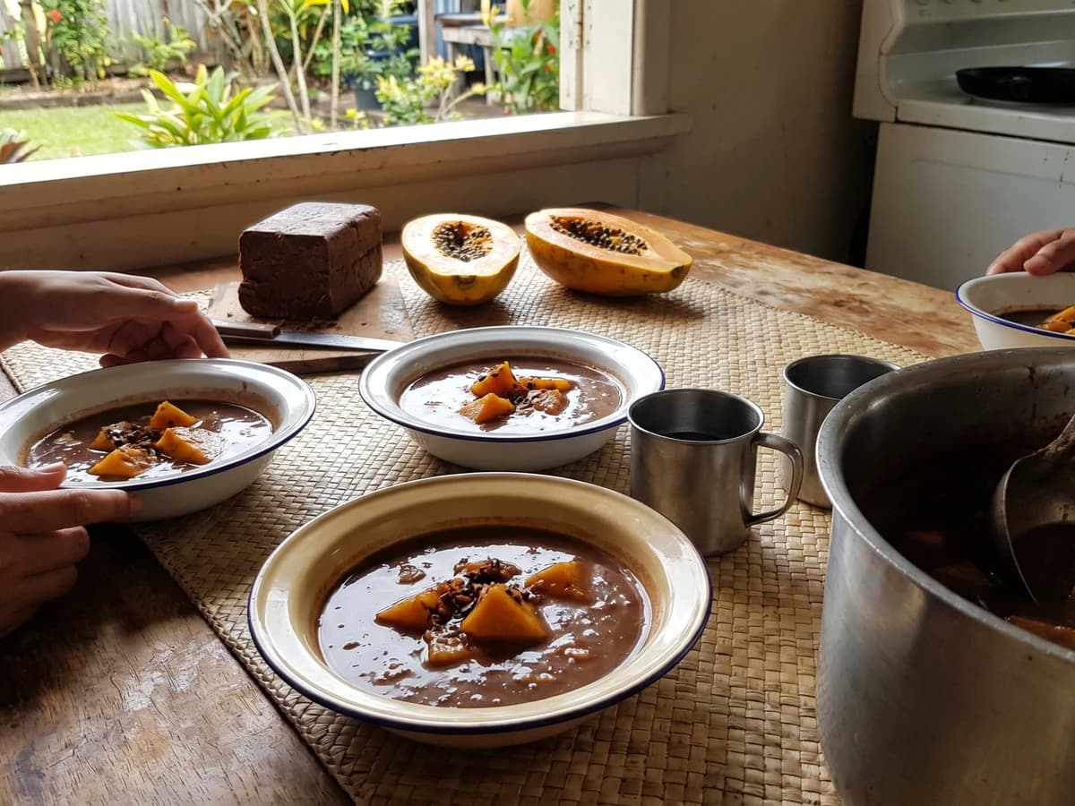 Koko Esi (Sāmoan Cacao-Papaya Soup) - Chef Makoa
