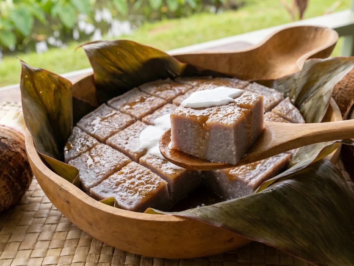 Piele (Hawaiian Baked Taro-Coconut Pudding) - Chef Makoa