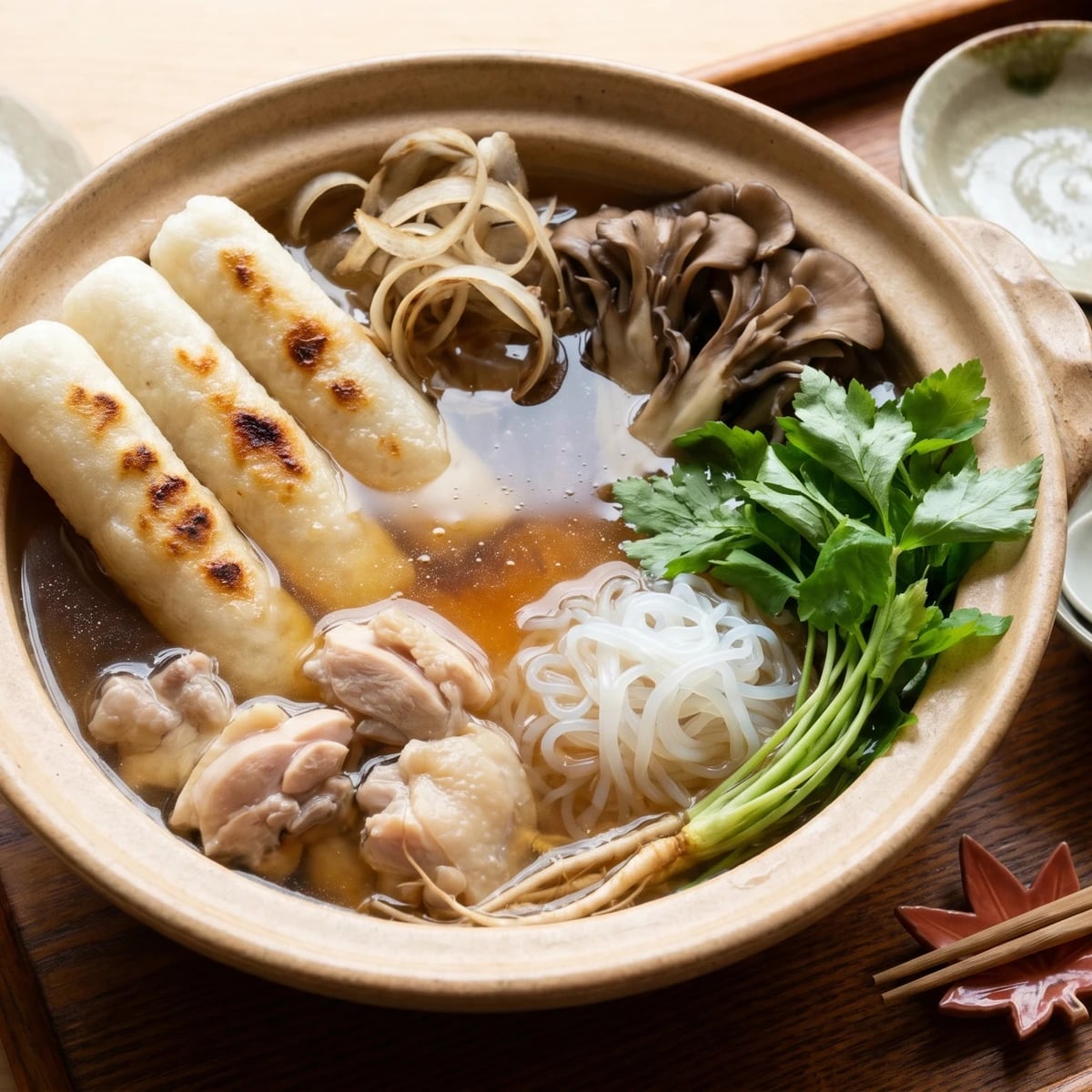 Akita Mashed-Rice Hot Pot (きりたんぽ鍋, Kiritanpo Nabe)