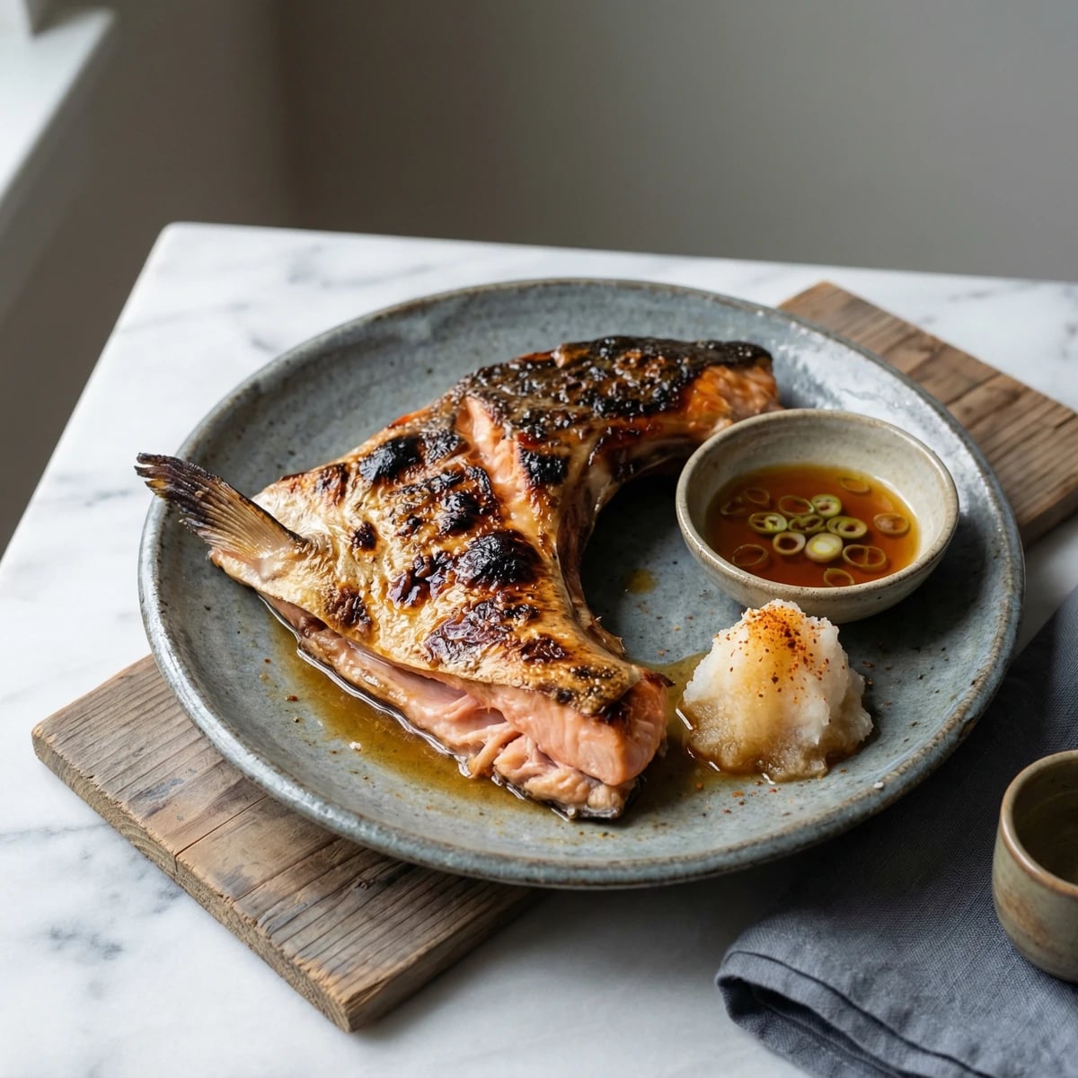 Grilled Salmon Collar with Ponzu