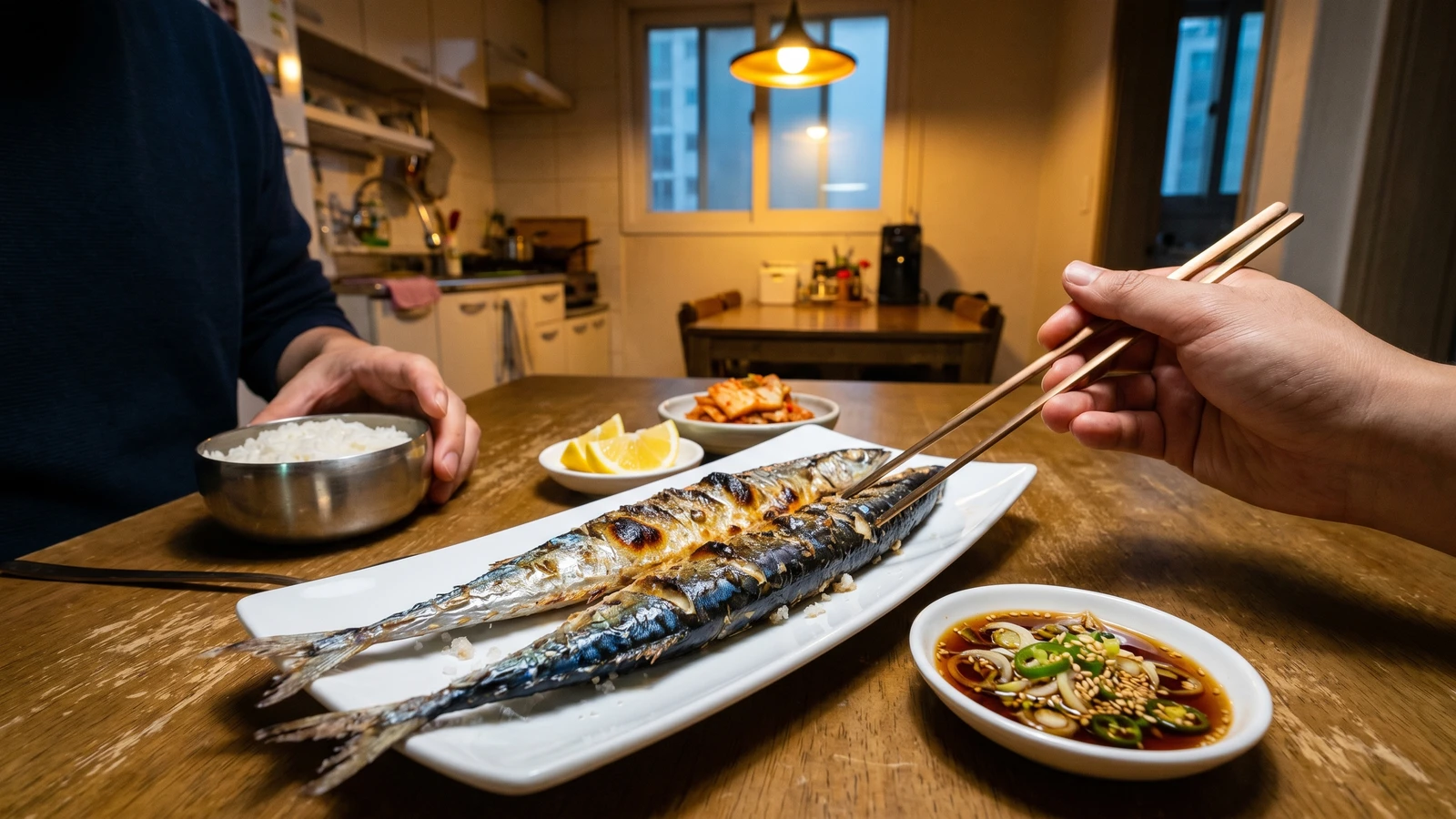 Kkongchi-gui (꽁치구이, Grilled Pacific Saury)