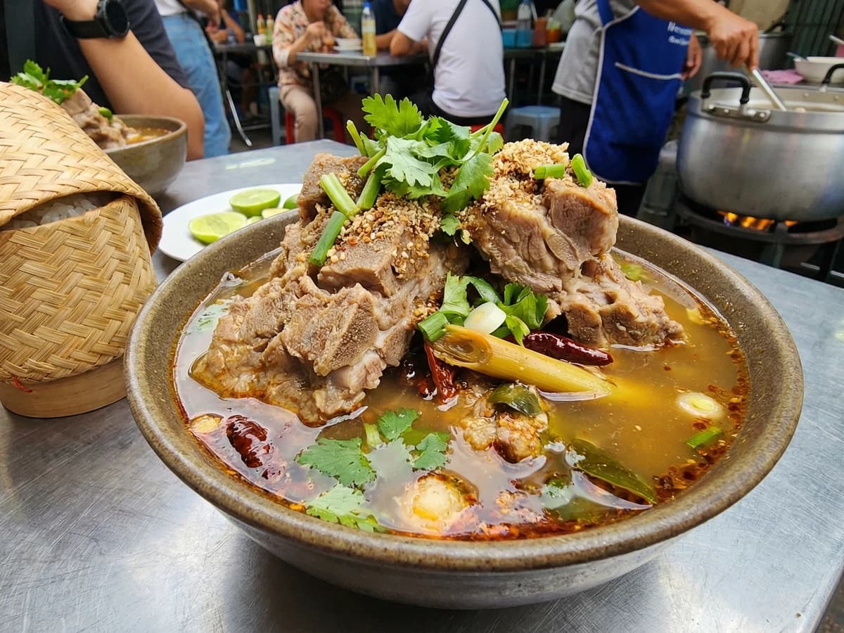 Spicy Pork Spine Soup (Leng Saeb) - Chef Fai