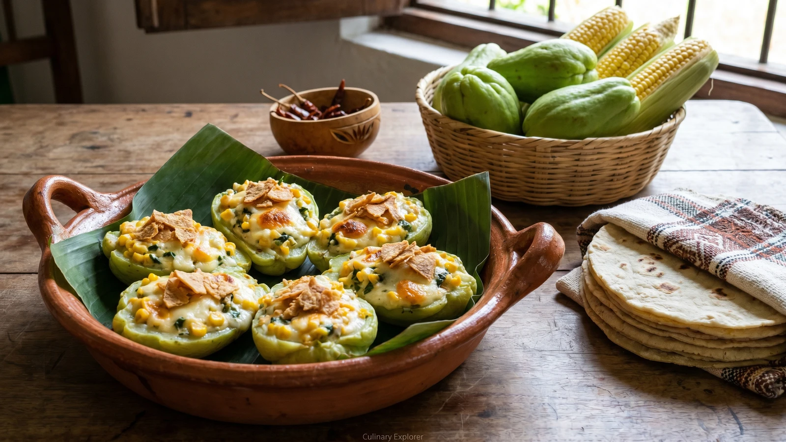 Tabasco Baked Stuffed Chayote (Chayotes Rellenos)