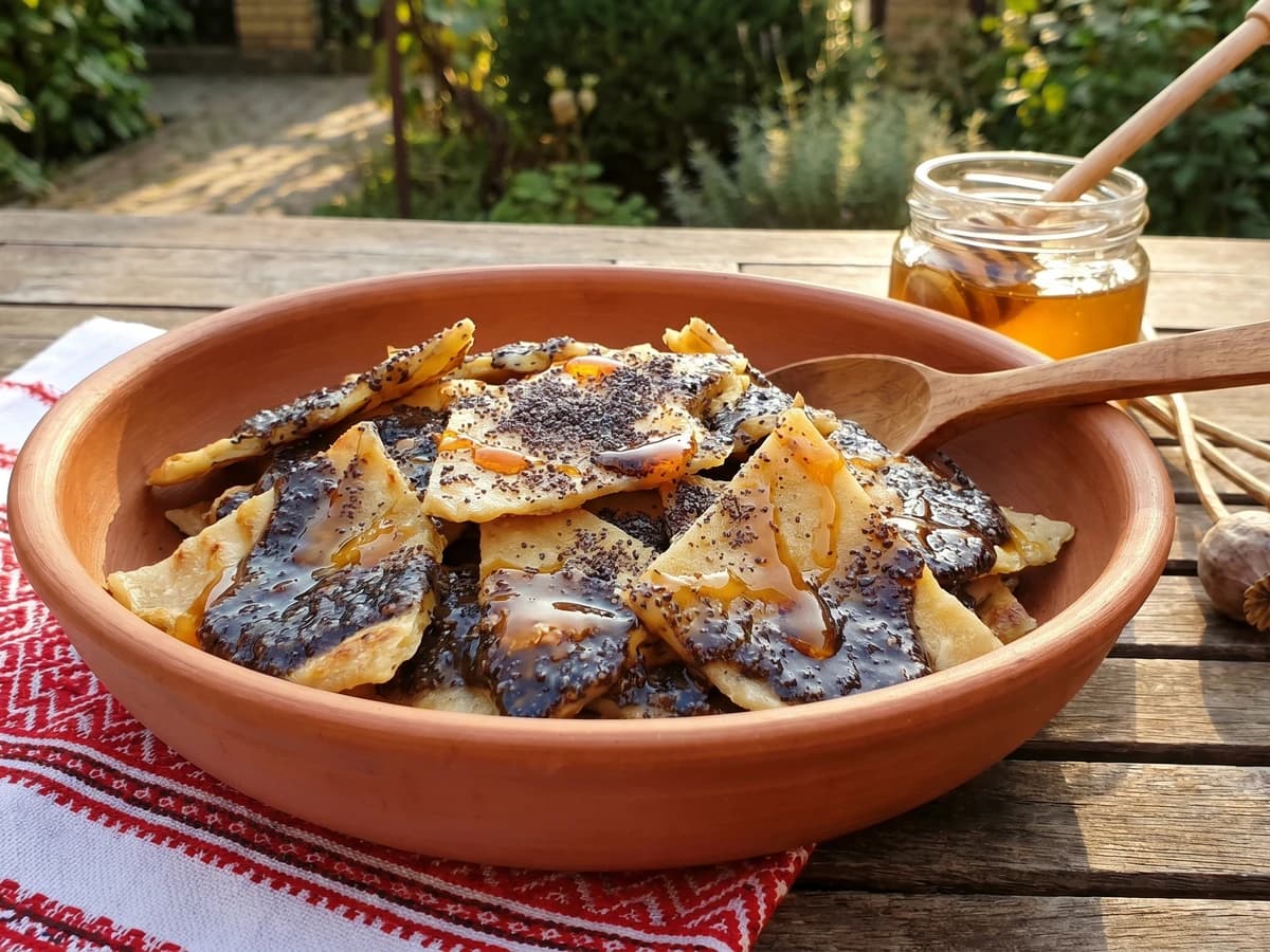 Shulyky (шулики, broken cake in poppy-honey sauce) - Chef Lesia