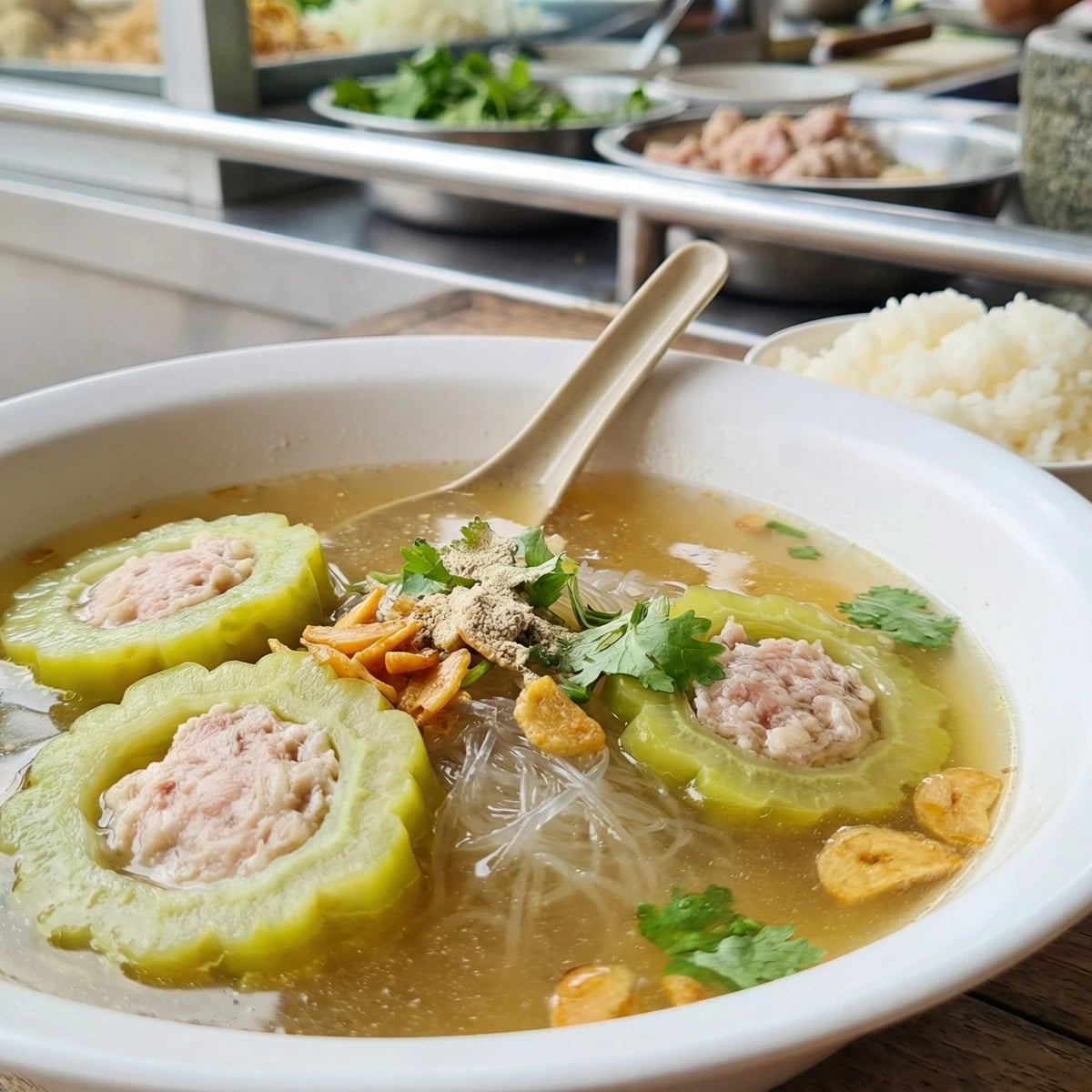 Stuffed Bitter Melon Soup (Tom Jued Mara)