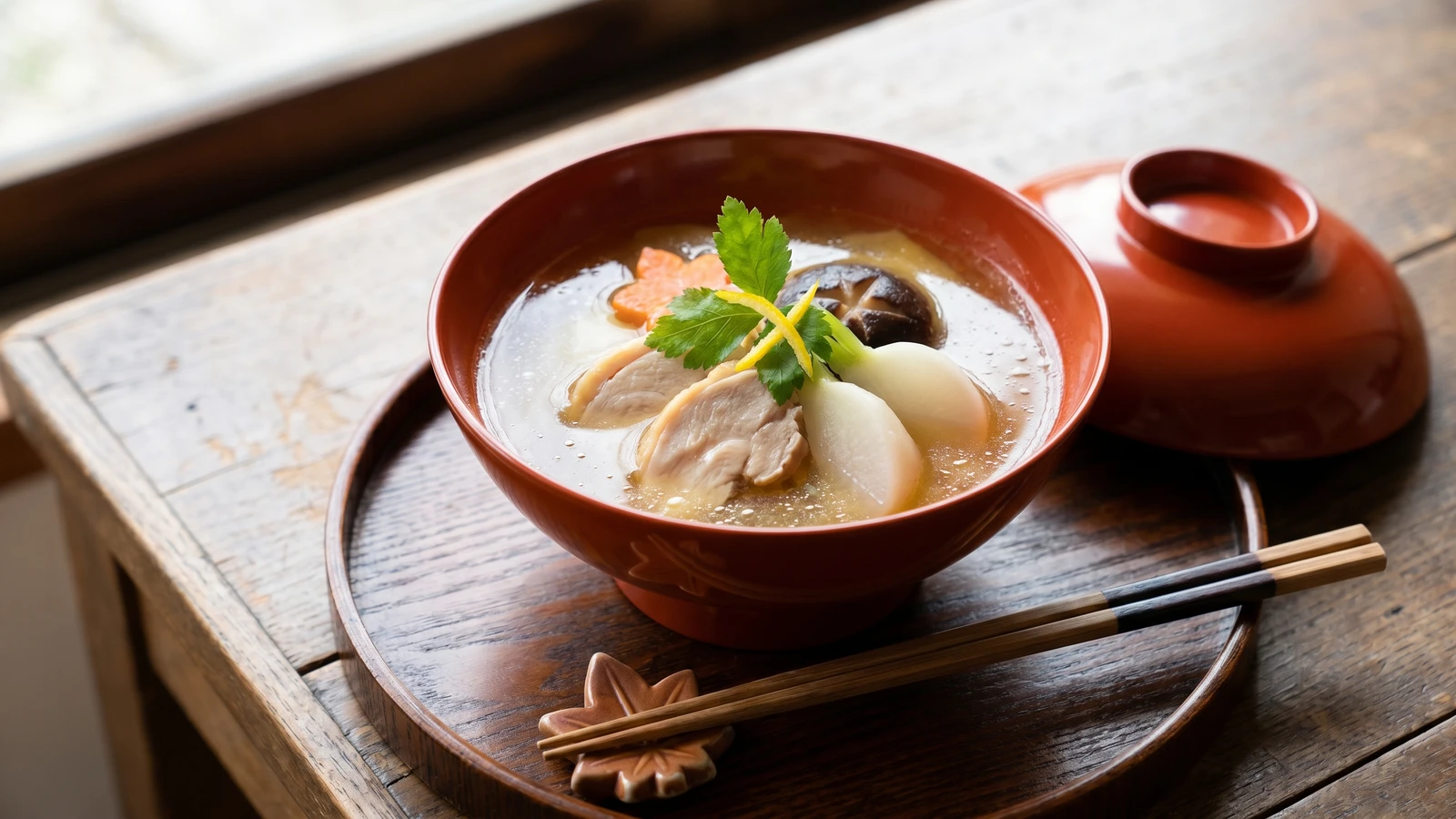 Kuzu-Thickened Clear Soup (吉野汁, Yoshinojiru)