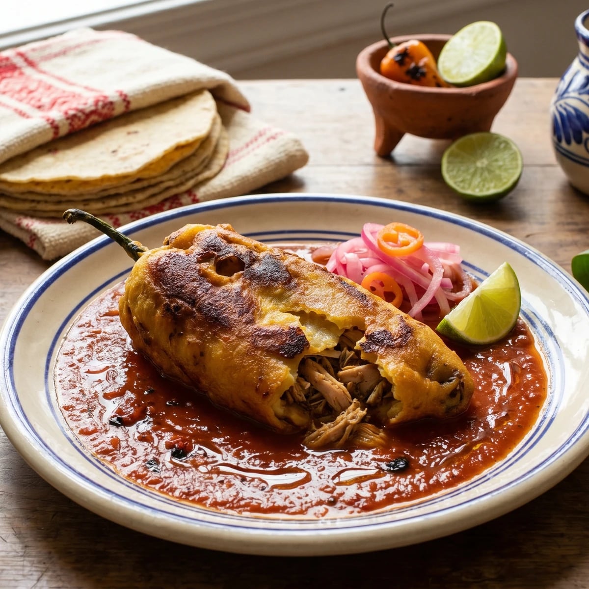 Chiles X'catic Rellenos de Cazón