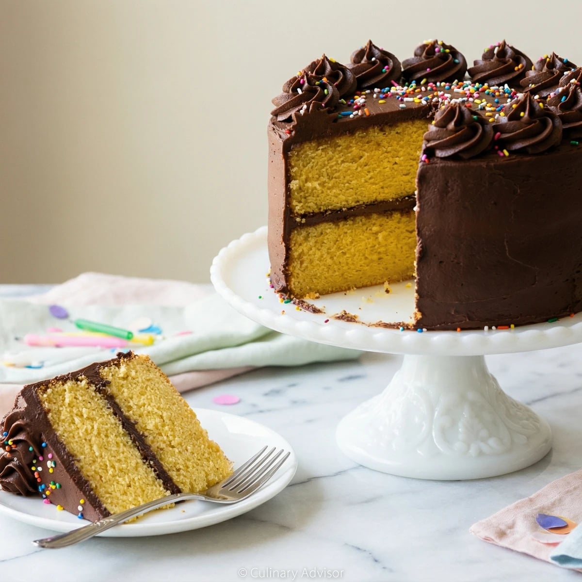 Classic Yellow Birthday Cake