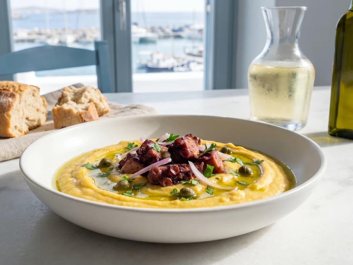 Santorini Fava me Chtapodi Krasato (Φάβα με Χταπόδι Κρασάτο) - Chef Dimitra