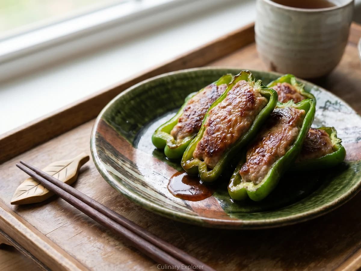 Meat-Stuffed Green Peppers (ピーマンの肉詰め, Piiman no Nikuzume) - Chef Takumi