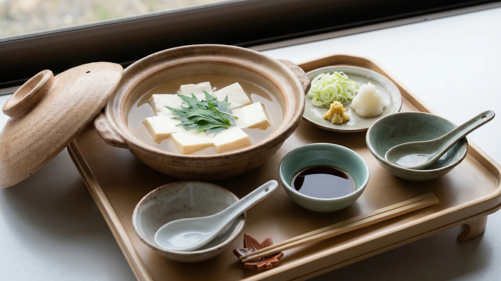 Yudofu (湯豆腐, Kyoto tofu hot pot)