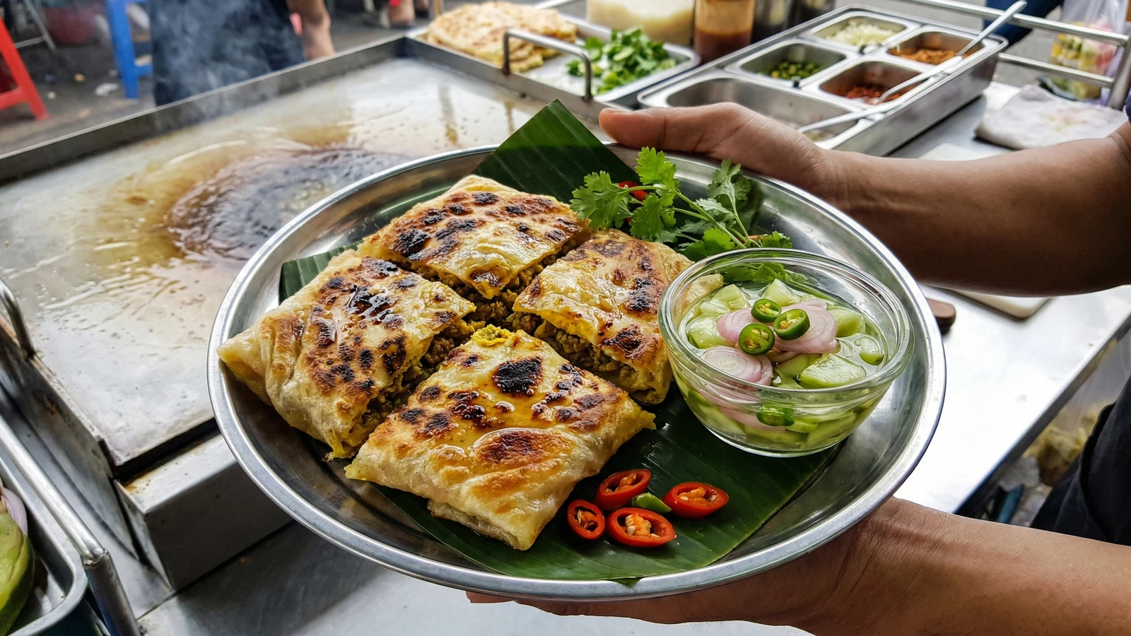 Stuffed Roti with Spiced Meat (Roti Mataba / โรตีมะตะบะ)
