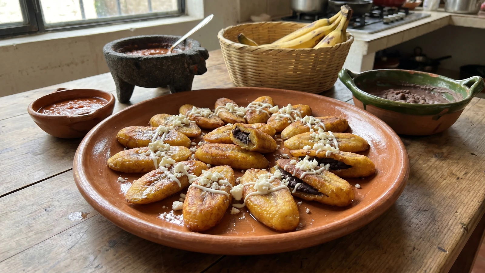 Plátanos Rellenos de Frijol Guerrerenses