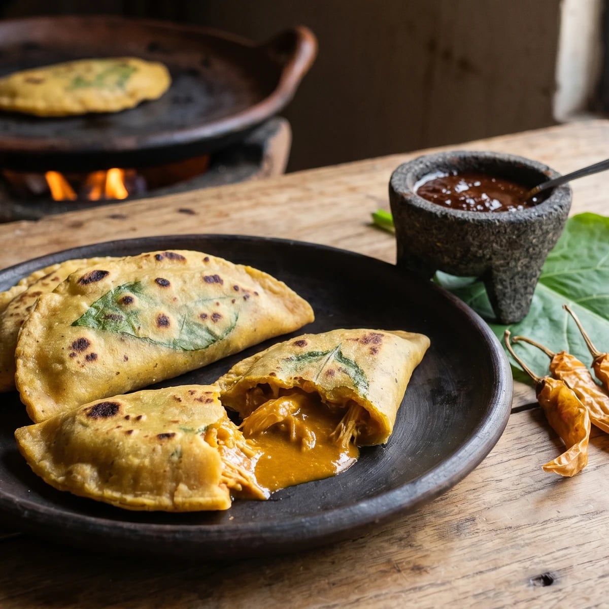 Empanadas de Mole Amarillo con Hoja Santa