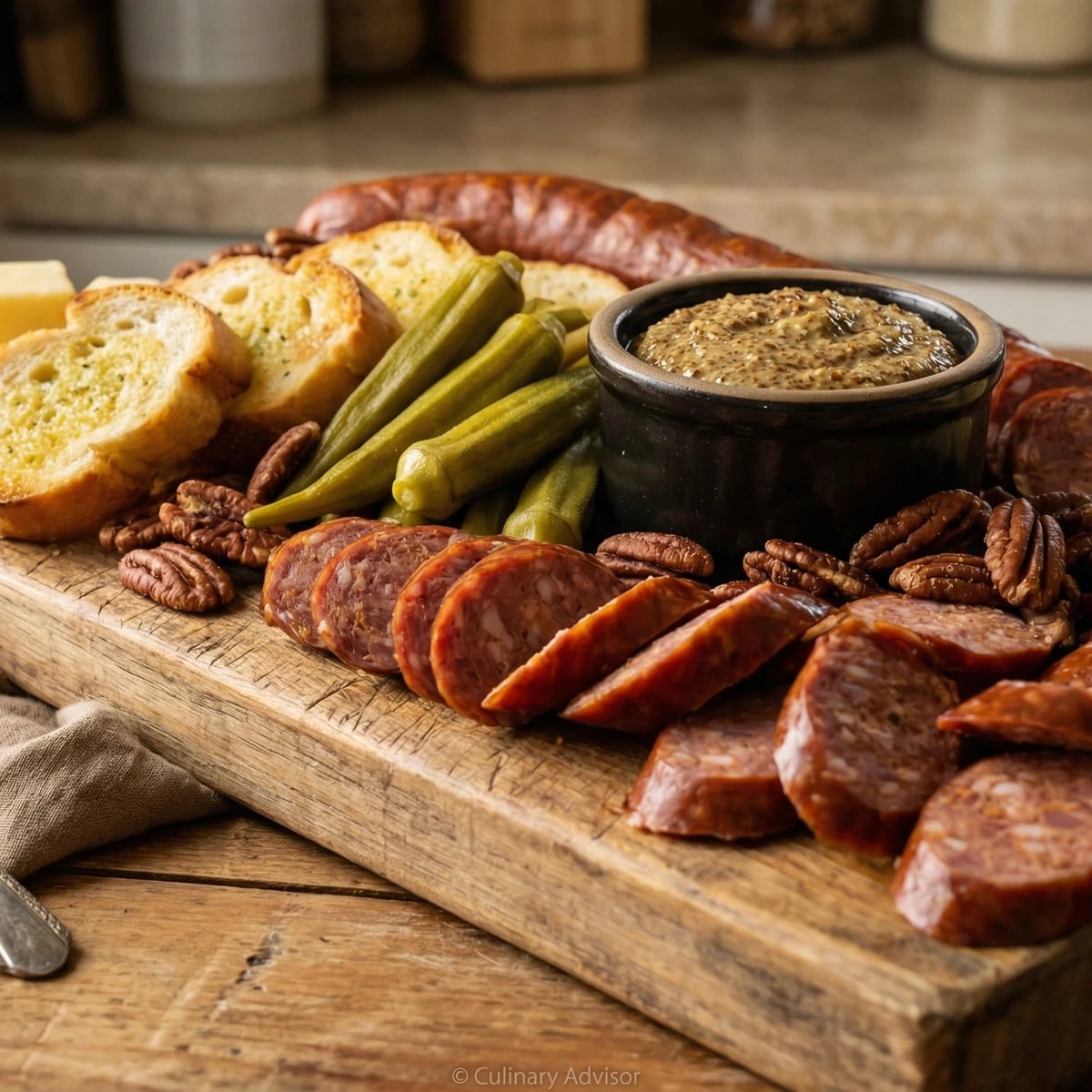 Andouille and Creole Mustard Board