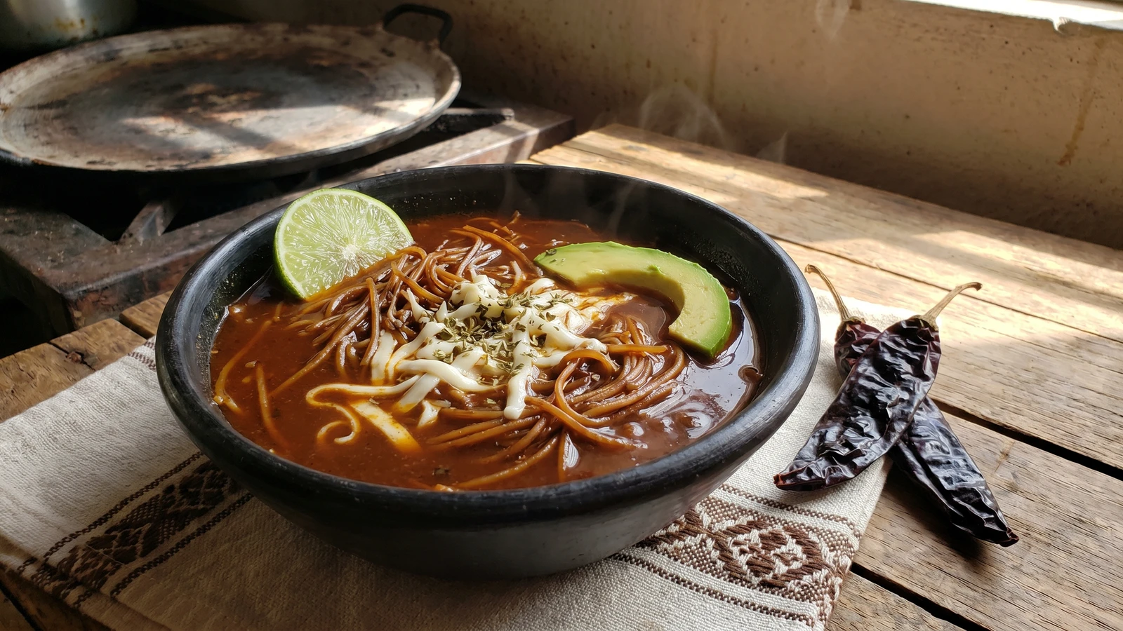 Sopa de Fideo Oaxaqueña con Chile Pasilla