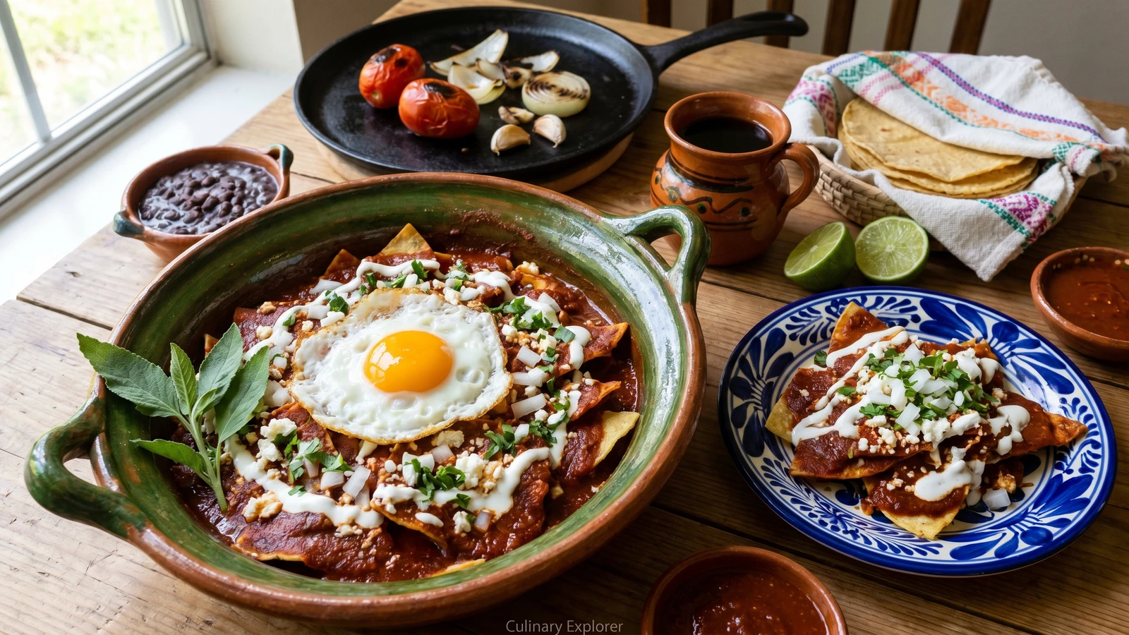 Chilaquiles Rojos con Huevo Estrellado