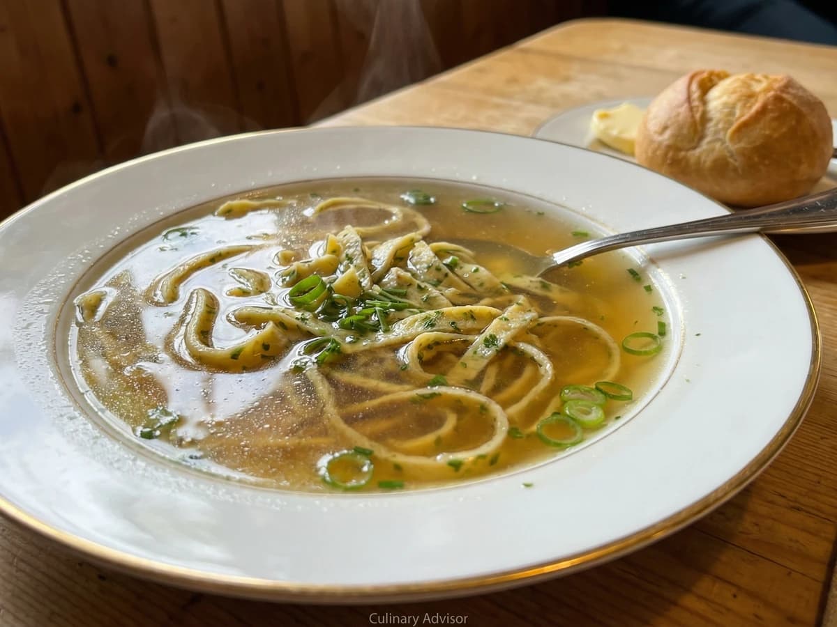 Frittatensuppe (Pancake Strip Soup) - Chef Elsa