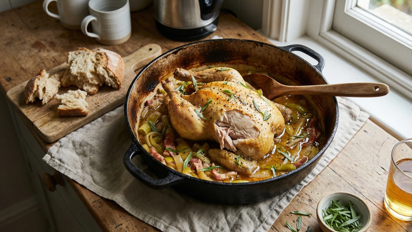 Pot-Roast Chicken with Cider and Tarragon