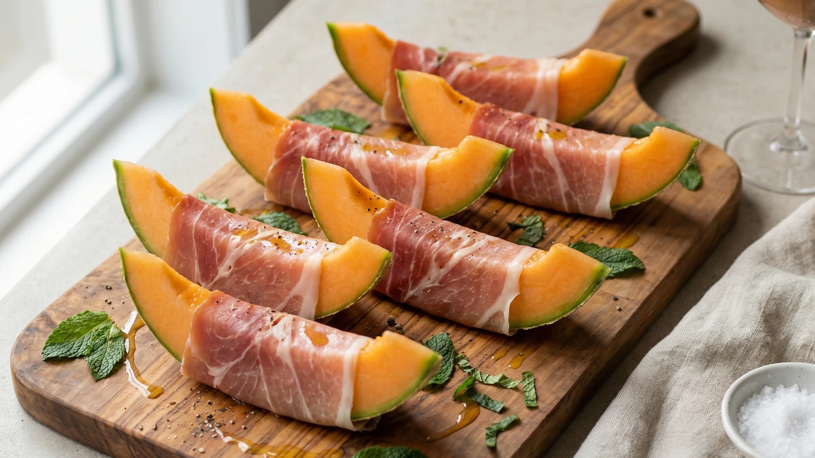 Prosciutto-Wrapped Melon with Mint