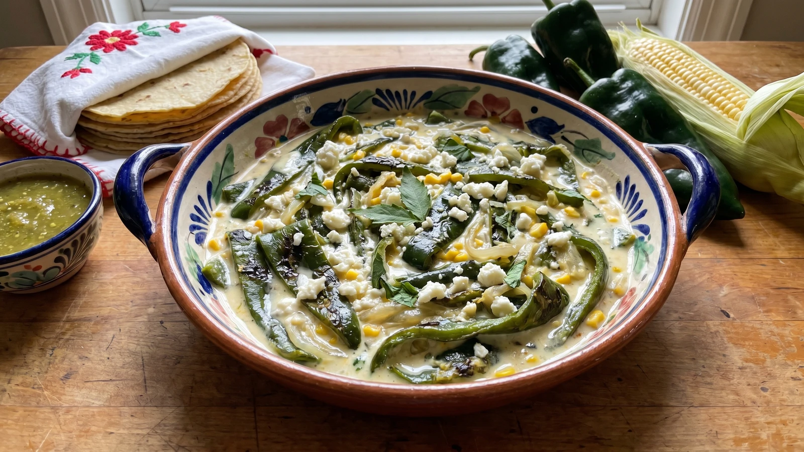 Rajas Poblanas con Crema y Elote