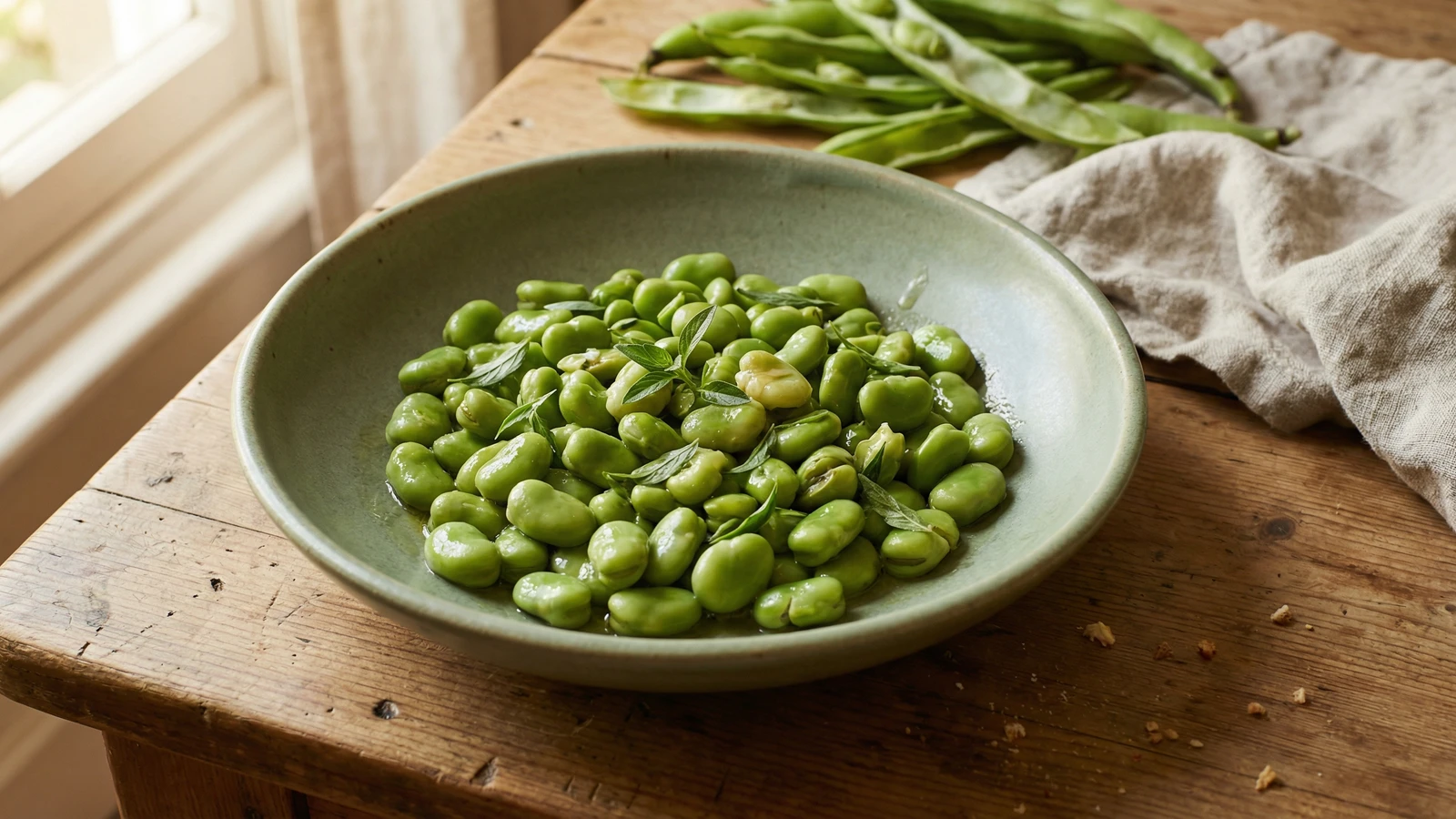 Buttered Broad Beans with Summer Savory