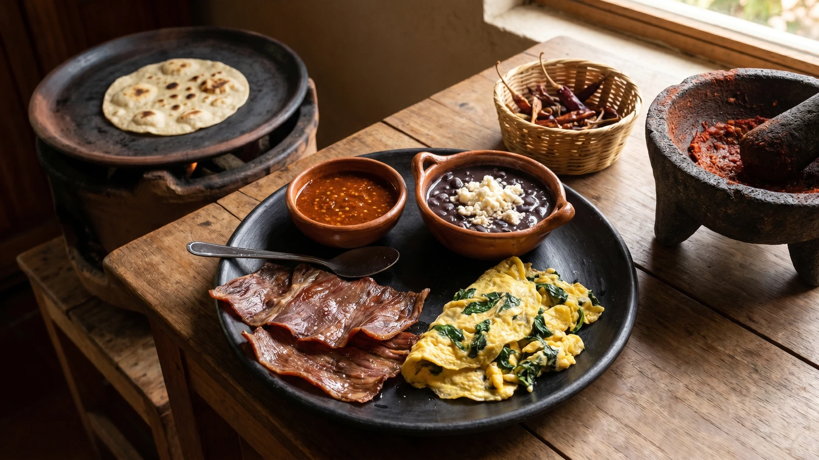 Cecina Chiapaneca con Huevo y Frijol