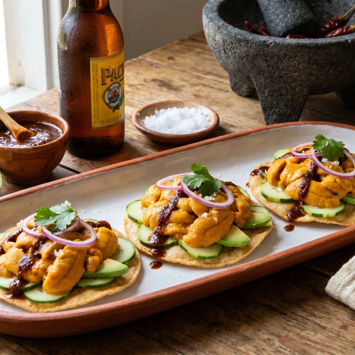 Tostadas de Erizo Estilo Ensenada
