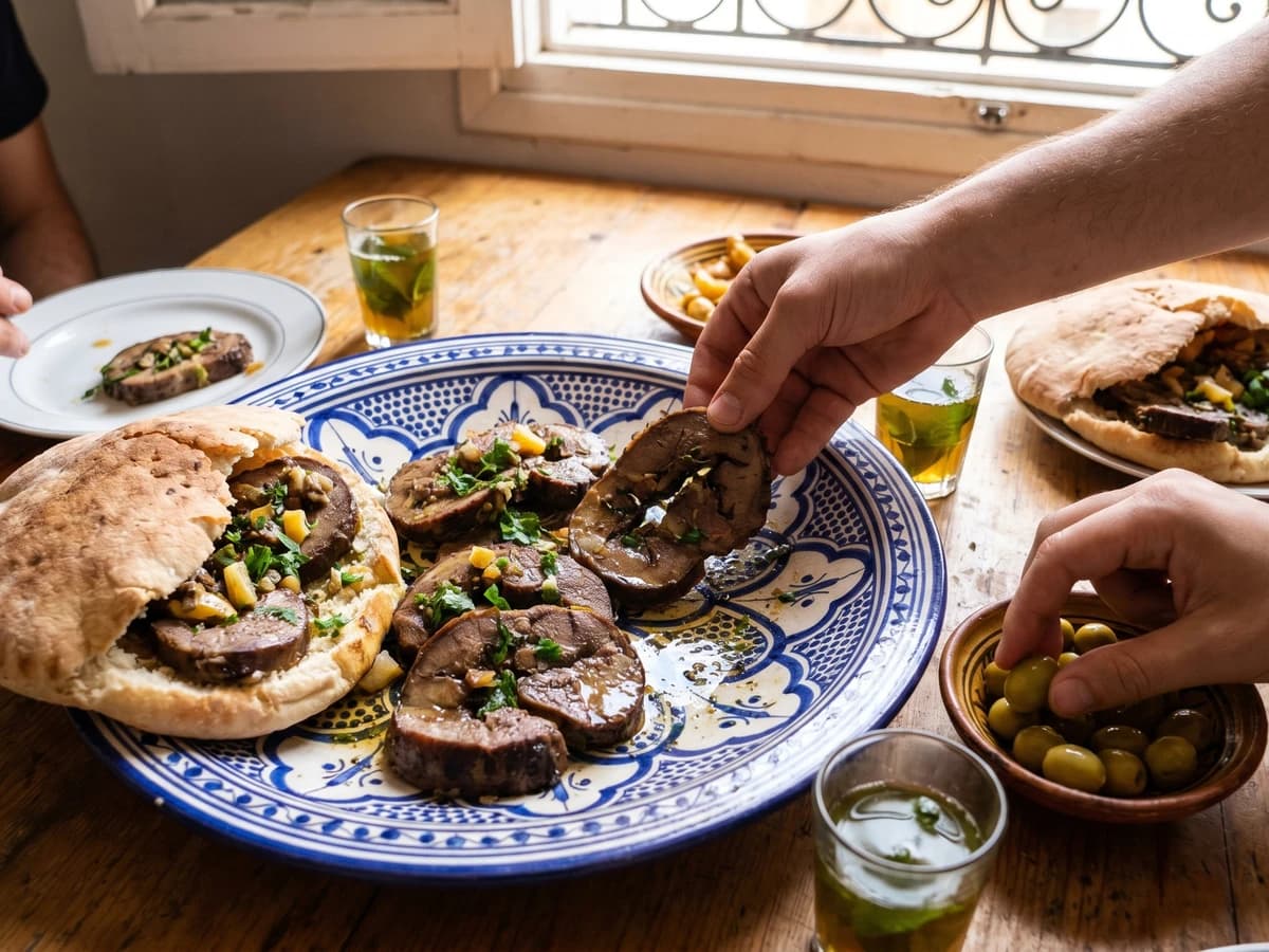 Tihane (Stuffed Moroccan Spleen Sandwich)