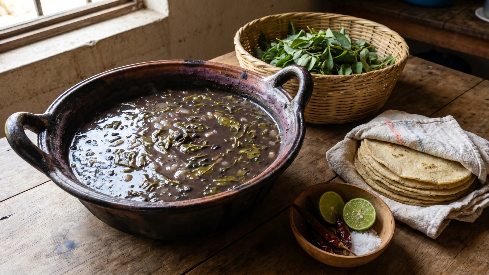 Black Beans with Chipilin (Frijoles con Chipilin)