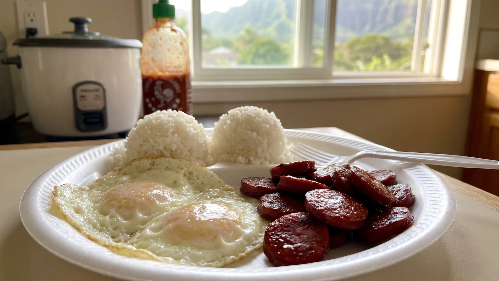Portuguese Sausage, Eggs & Rice (Hawaiʻi Local Grindz Breakfast Plate)