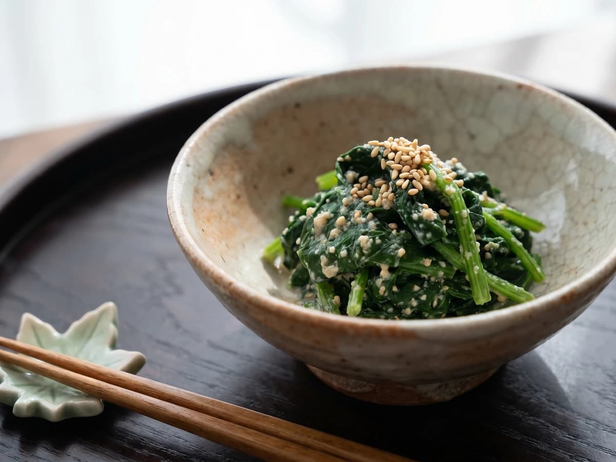 Sesame-Dressed Spinach (ほうれん草のごま和え, Hōrensō no Goma-ae) - Chef Takumi
