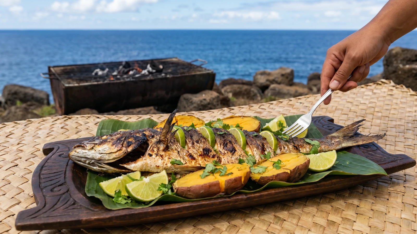 Kana Kana a la Parrilla (Rapa Nui Grilled Sierra with Kumara)