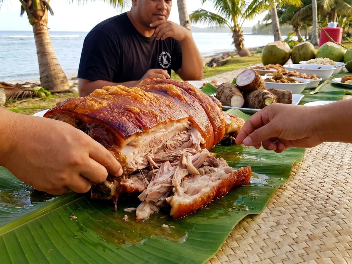 Puaka Tunu (Tongan Spit-Roasted Pork) - Chef Makoa