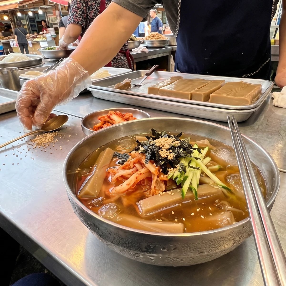 Muk-naengguk (Cold Acorn Jelly Soup)