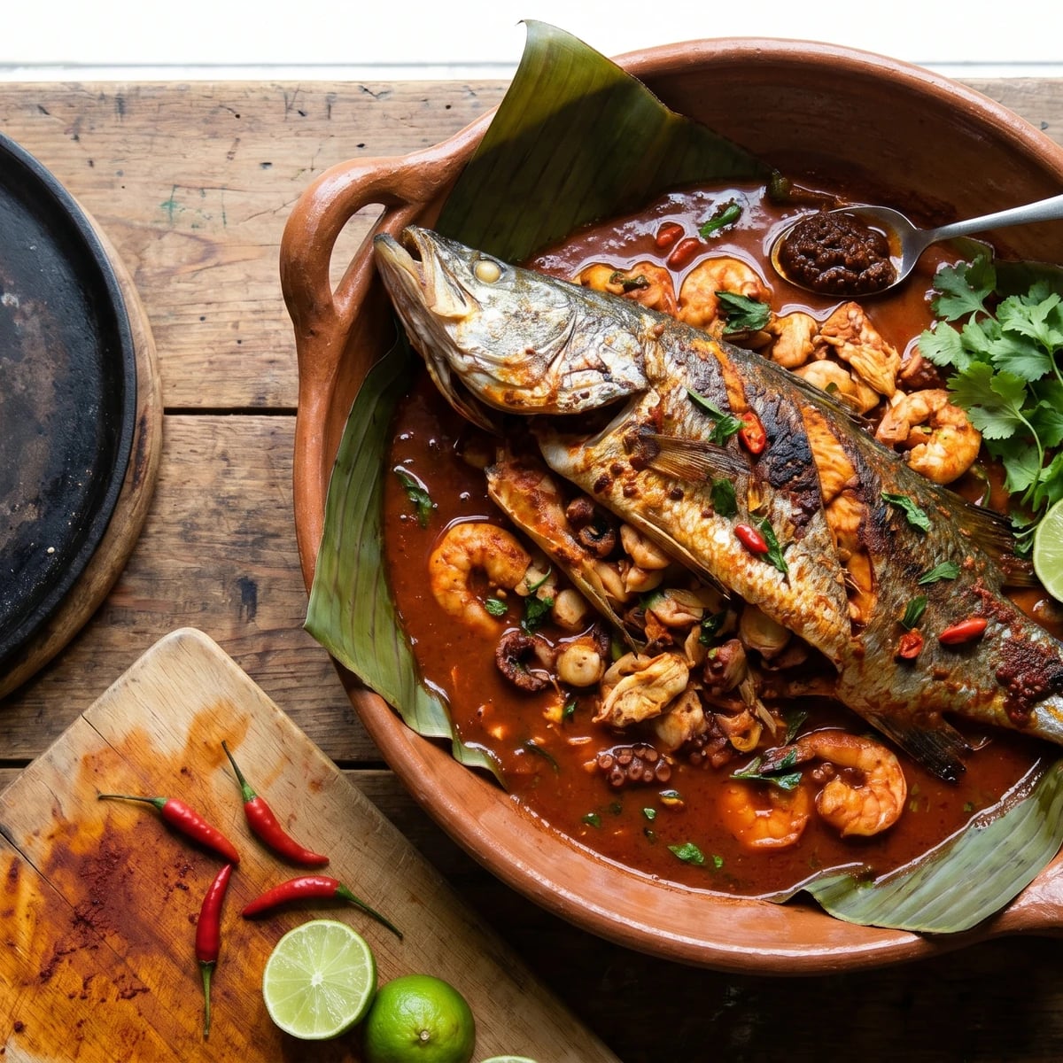 Robalo Relleno de Mariscos Tabasqueno