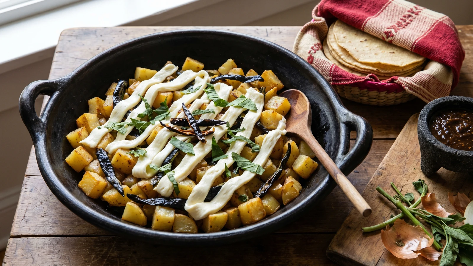 Papas con Rajas al Estilo Oaxaqueño