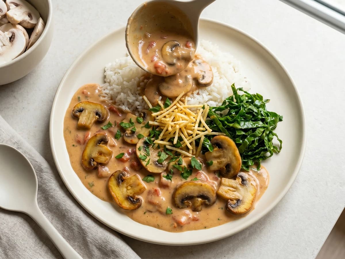 Strogonoff Vegetariano com Cogumelos - Chef Juliana