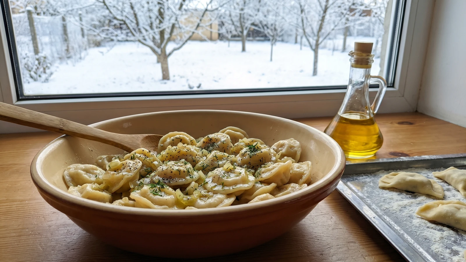 Kreplyky (креплики, cabbage-and-bean dumplings)