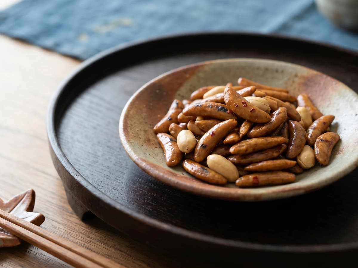 Soy-Chili Rice Crackers (柿の種, Kaki no Tane) - Chef Takumi
