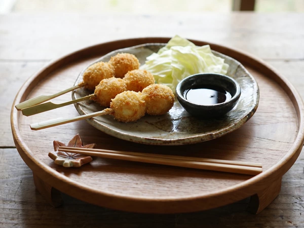 Uzura Kushikatsu (うずら串カツ, fried quail egg skewer) - Chef Takumi