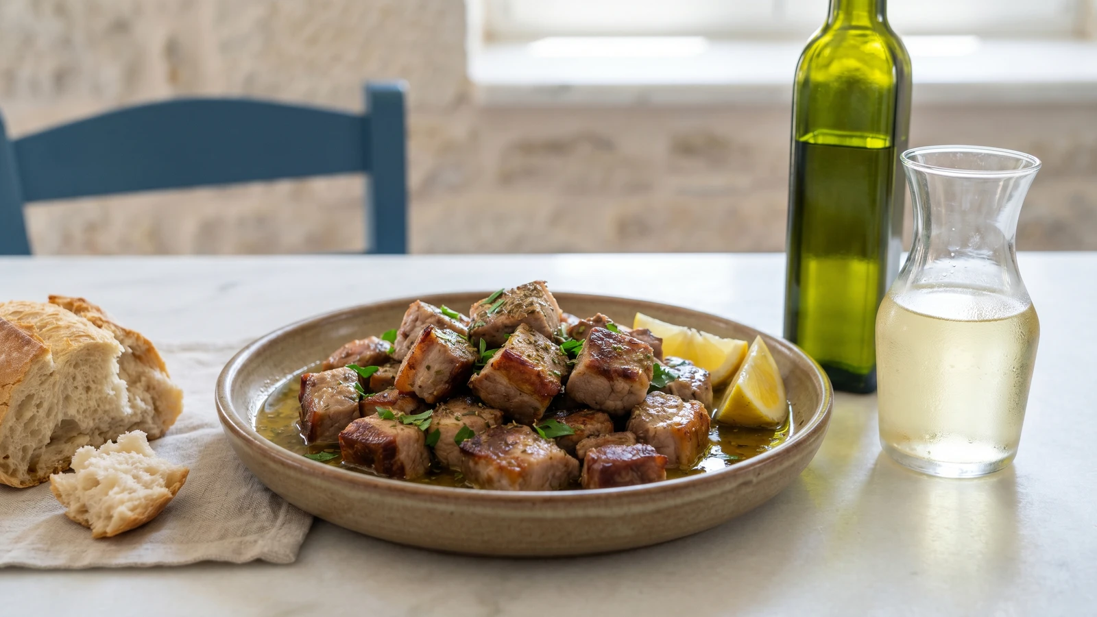 Mani Choirini Tigania (Χοιρινή Τηγανιά Μάνης)