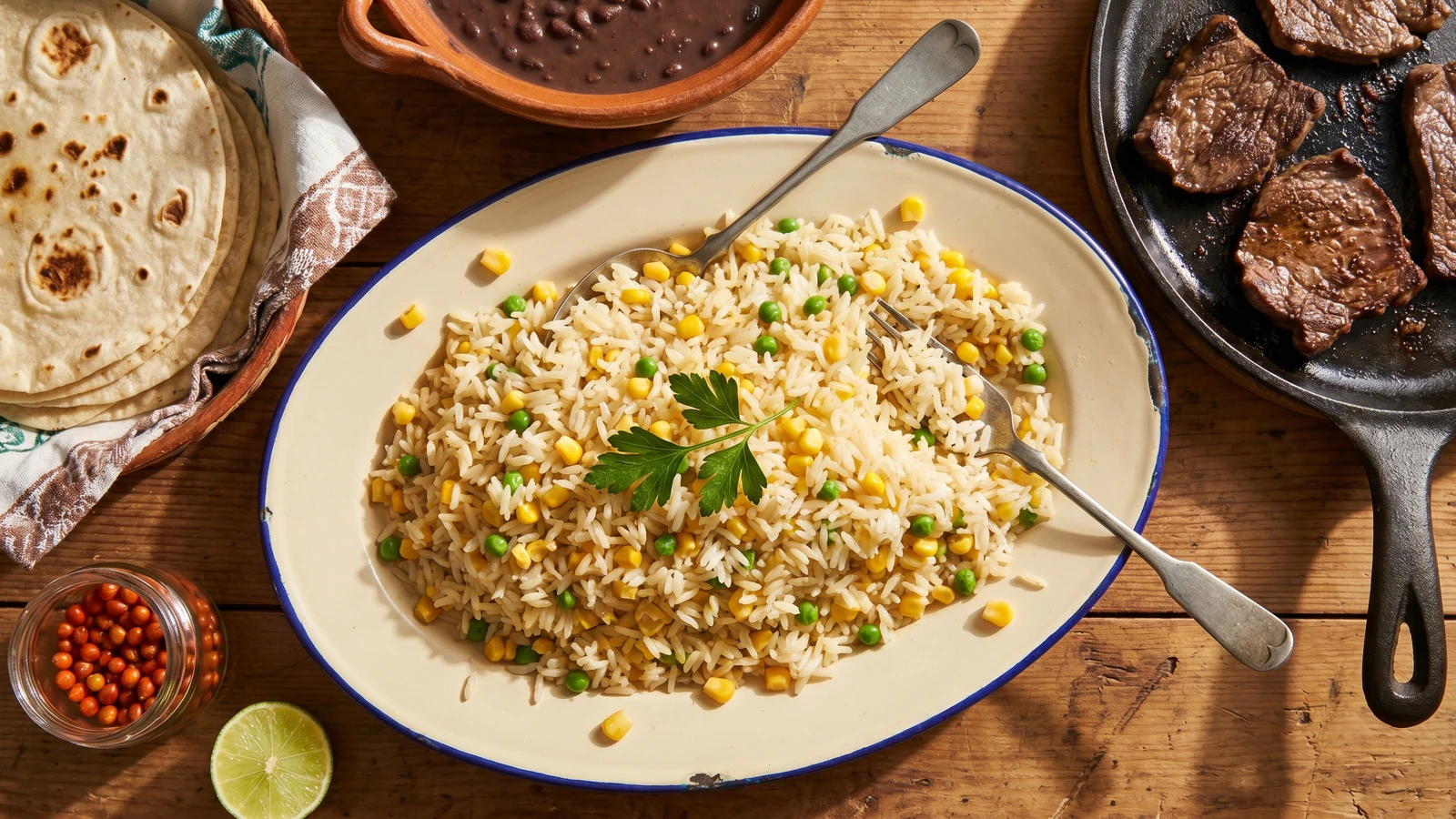 Arroz Blanco con Elote y Chícharos Sonorense